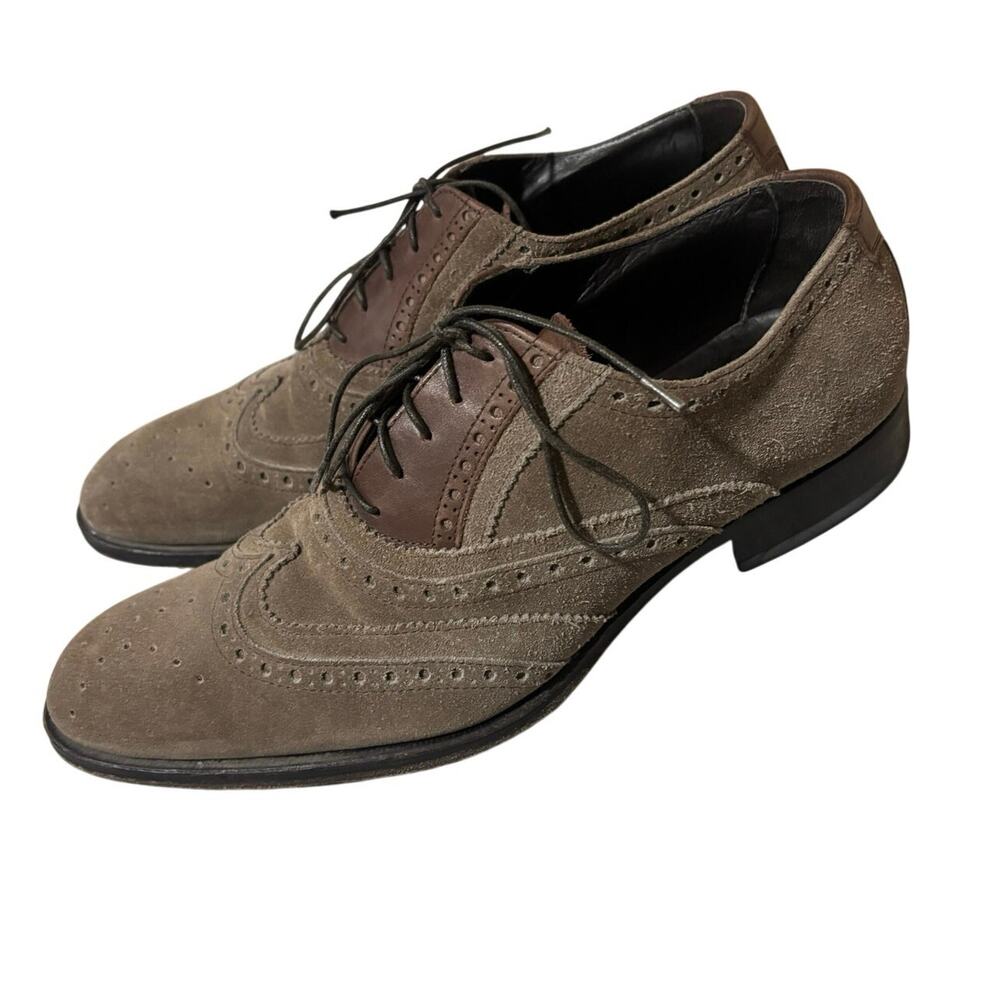 Pal Zileri Men’s 42 US 9 Suede Leather Wingtip Brogue Derby Shoes Italy